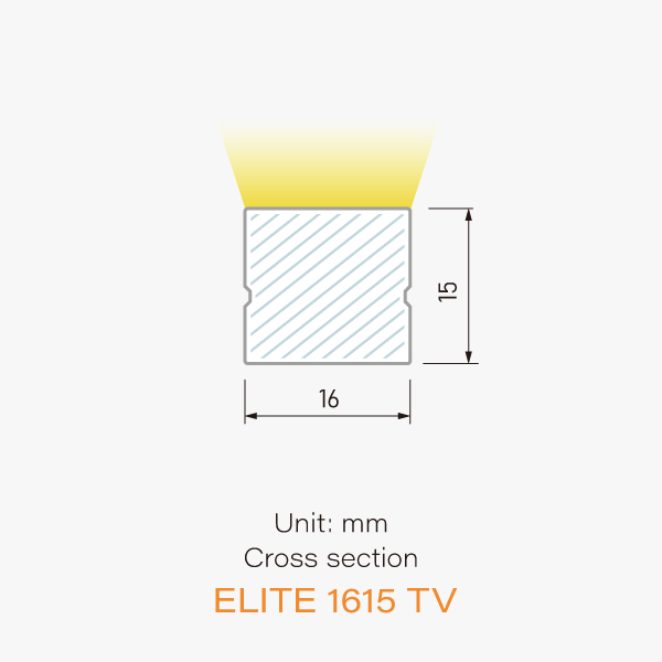 Elite Neon Top View dimension / 3D view