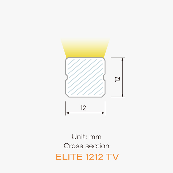 Elite Neon Top View dimension / 3D view