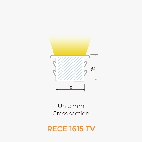 Recessed Neon dimension / 3D view