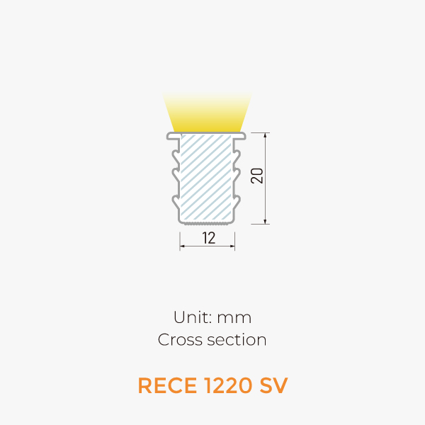 Recessed Neon dimension / 3D view